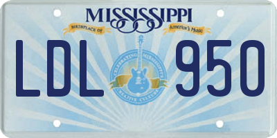 MS license plate LDL950