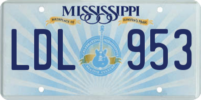 MS license plate LDL953