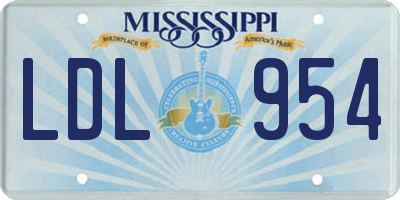 MS license plate LDL954