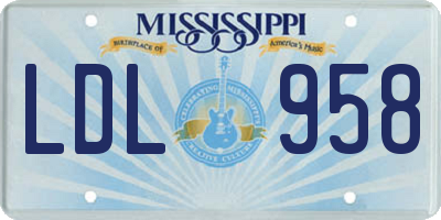 MS license plate LDL958