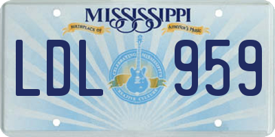 MS license plate LDL959
