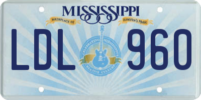 MS license plate LDL960