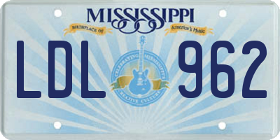 MS license plate LDL962