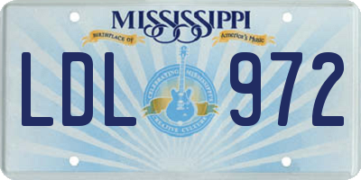 MS license plate LDL972