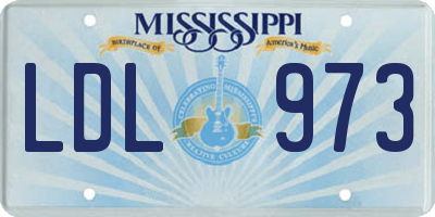 MS license plate LDL973