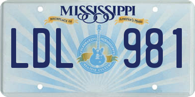 MS license plate LDL981
