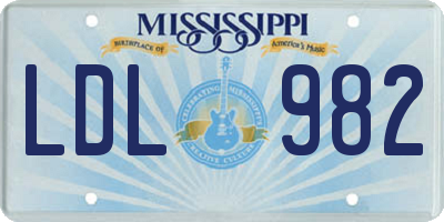MS license plate LDL982