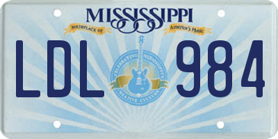 MS license plate LDL984
