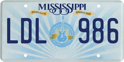 MS license plate LDL986