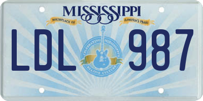 MS license plate LDL987