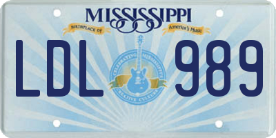 MS license plate LDL989