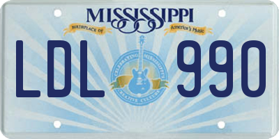 MS license plate LDL990