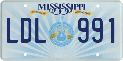 MS license plate LDL991