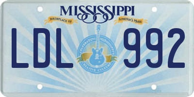 MS license plate LDL992