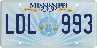 MS license plate LDL993