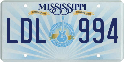 MS license plate LDL994
