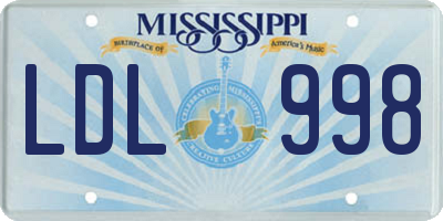 MS license plate LDL998