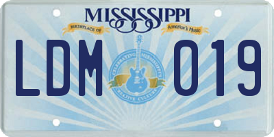 MS license plate LDM019