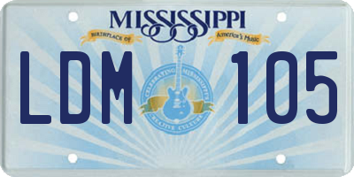 MS license plate LDM105
