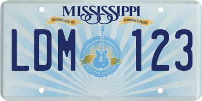 MS license plate LDM123