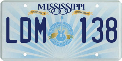MS license plate LDM138