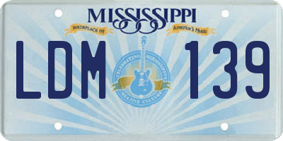 MS license plate LDM139