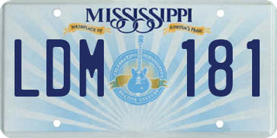 MS license plate LDM181