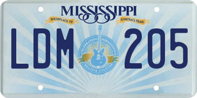 MS license plate LDM205