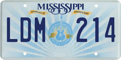 MS license plate LDM214