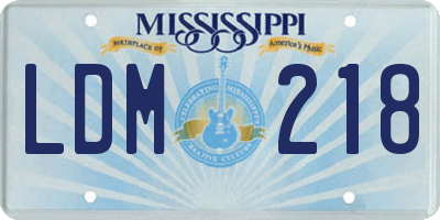 MS license plate LDM218