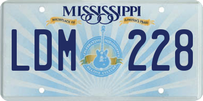 MS license plate LDM228