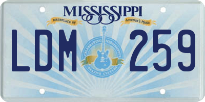 MS license plate LDM259