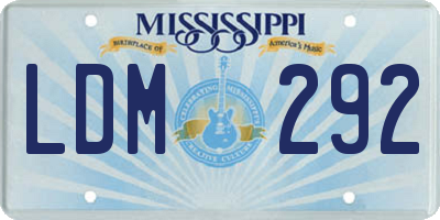 MS license plate LDM292