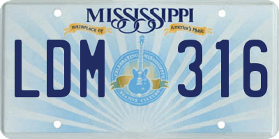 MS license plate LDM316