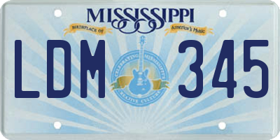 MS license plate LDM345