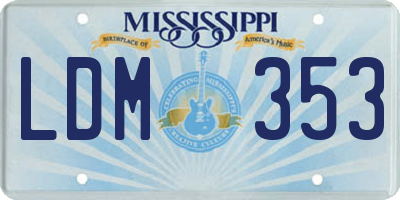 MS license plate LDM353