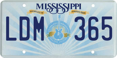 MS license plate LDM365