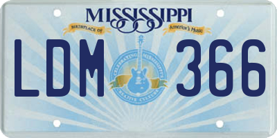 MS license plate LDM366
