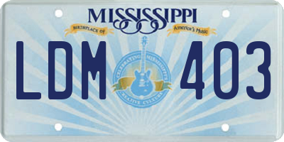 MS license plate LDM403