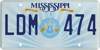 MS license plate LDM474