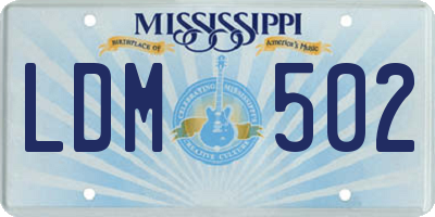 MS license plate LDM502