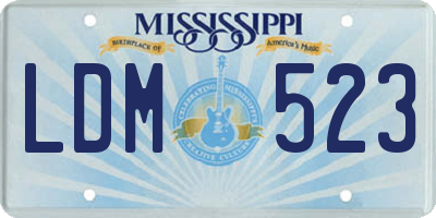 MS license plate LDM523