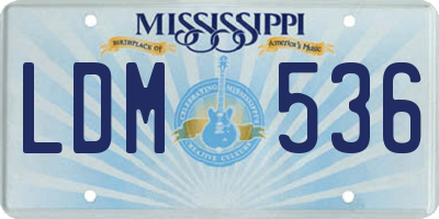 MS license plate LDM536