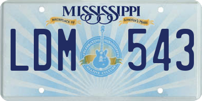 MS license plate LDM543