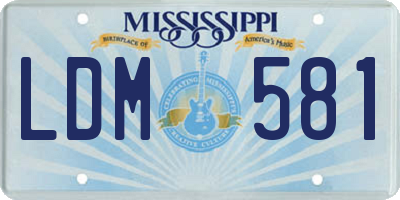 MS license plate LDM581