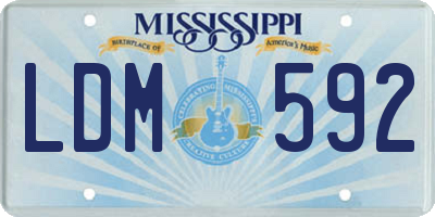 MS license plate LDM592