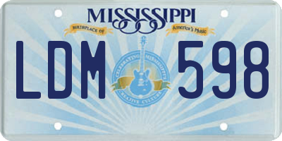 MS license plate LDM598