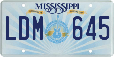 MS license plate LDM645