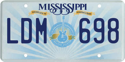 MS license plate LDM698