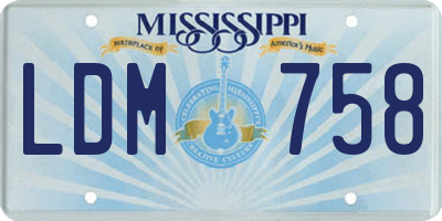 MS license plate LDM758